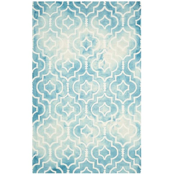 Safavieh Dip Dye Hand Tufted Runner Rug- Turquoise - Ivory- 2 ft. 3 in. x 6 ft. - DDY538D-26