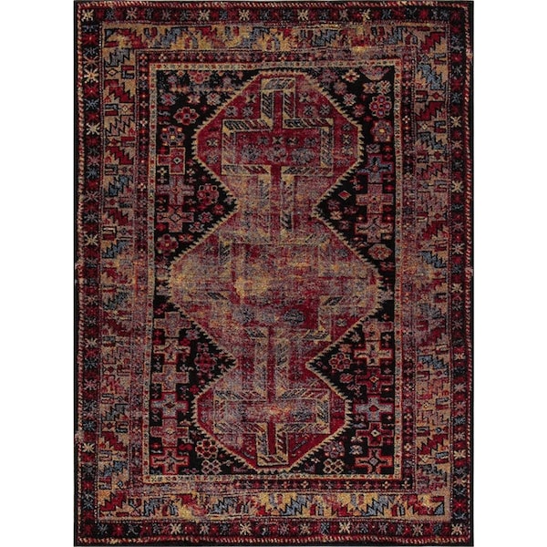 Rlm Distribution 2 ft. 7 in. x 5 ft. Diamond Antique - Black, Red - HO2545962