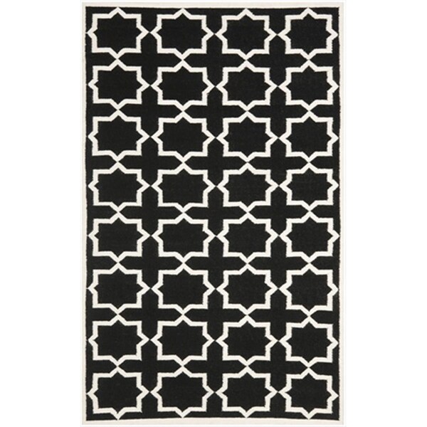 Safavieh 8 Ft. X 10 Ft. Large Rectangle Contemporary Dhurries- Black And Ivory- Flatweave Rug - DHU549L-8