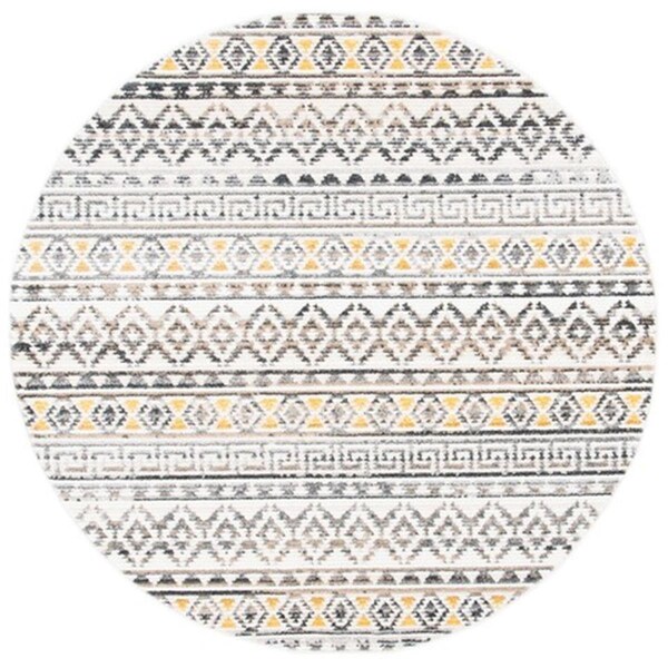 Safavieh 6 x 6 ft. Sedona 800 Global Round Power Loomed Rug Ivory & Charcoal - SED883B-6R