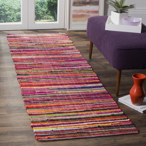 Safavieh 2 ft.-3 in. x 12 ft. Rag Rug Hand Woven Runner Area RugRed & Multi-Color - RAR240D-212
