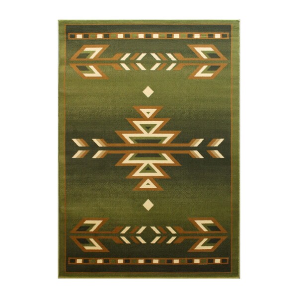Flash Furniture Green 8 x 10 Southwestern Style Patterned Area Rug - OKR-RG1113-810-GN-GG