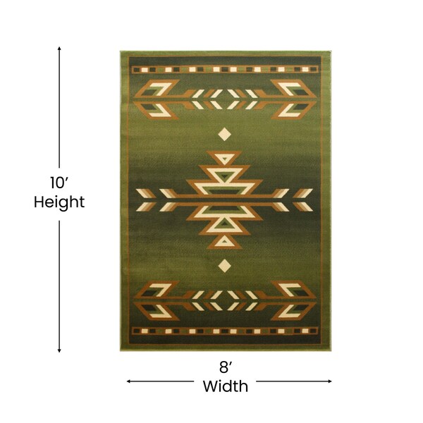 Flash Furniture Green 8 x 10 Southwestern Style Patterned Area Rug - OKR-RG1113-810-GN-GG