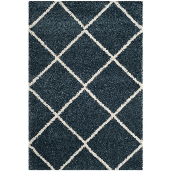 Flowers First 5 ft. 1 in. x 7 ft. 6 in. Hudson Shag Power Loomed Rug, Slate Blue & Ivory - Medium Rectangle - FL1874476