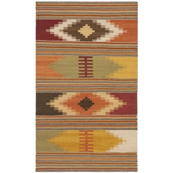 Safavieh Kilim Hand woven flat weave Accent Rug- Red - Multi- 2 x 3 ft. - NVK177A-2
