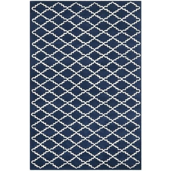 Safavieh Chatham Hand Tufted Small Rectangle Rug- Dark Blue - Ivory- 4 x 6 ft. - CHT721C-4