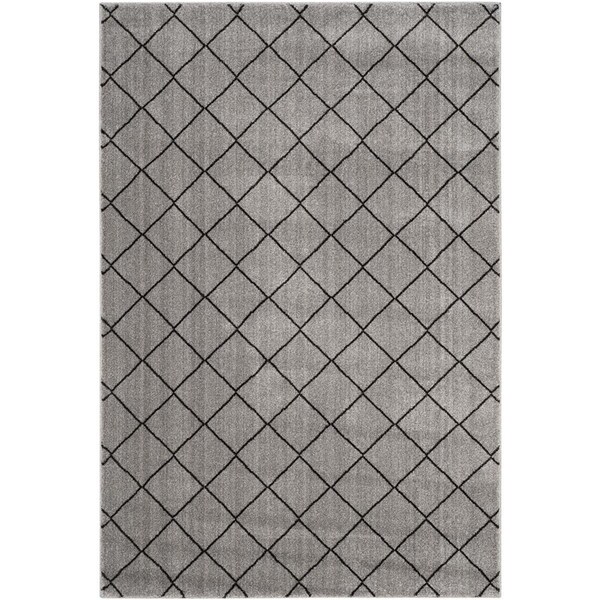 Flowers First 3 x 5 ft. Tunisia Power Loomed Area Rug, Grey & Black - Small Rectangle - FL1874457