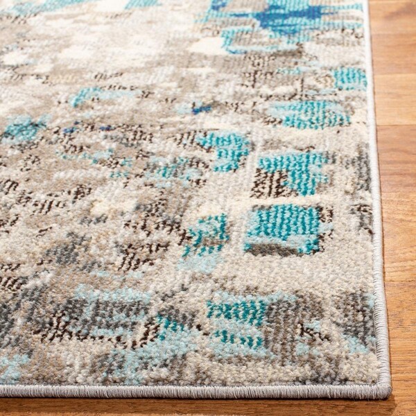Safavieh Madison 400 Power Loomed Square Area RugGrey & Blue 3 x 3 ft. - MAD425E-3SQ