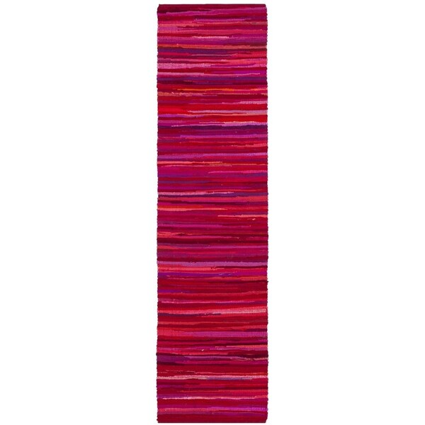 Safavieh 2 ft.-3 in. x 10 ft. Rag Rug Hand Woven Runner Area RugRed & Multi-Color - RAR130R-210