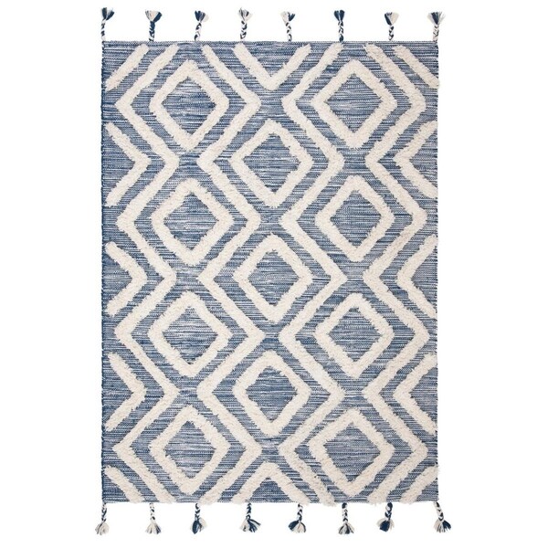 Safavieh 3 x 5 ft. Kenya Hand Tufted Rectangle RugNavy & Ivory - KNY331N-3