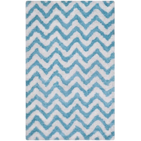 Safavieh Barcelona Shag Hand Tufted Accent Rug- White - Blue- 2 x 3 ft. - BSG320G-2