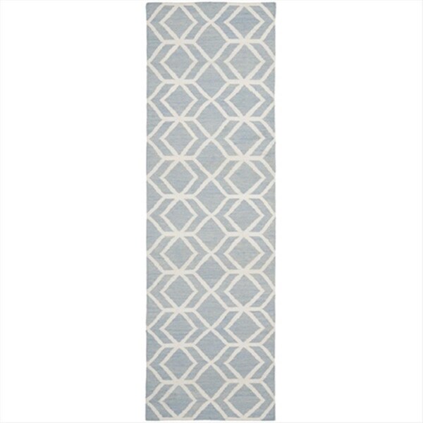 Safavieh 2 ft. -6 in. x 8 ft. Runner Contemporary Dhurries- Blue and Ivory- Flatweave Rug - DHU560A-28