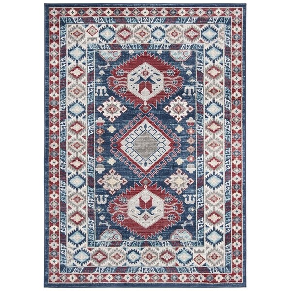 Safavieh 4 x 6 ft. Kazak 100 Rectangle Rug Navy & Red - KZK119R-4