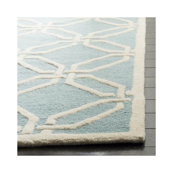 Safavieh Cambridge Hand Tufted Small Rectangle Rug- Light Blue - Ivory- 3 x 5 ft. - CAM311E-3