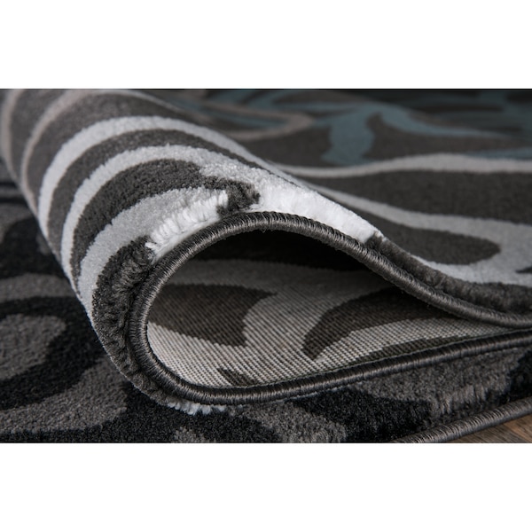 World Rug Gallery Contemporary Modern Floral Flowers 6'6'' Round Gray - 108D.GRAY6RND