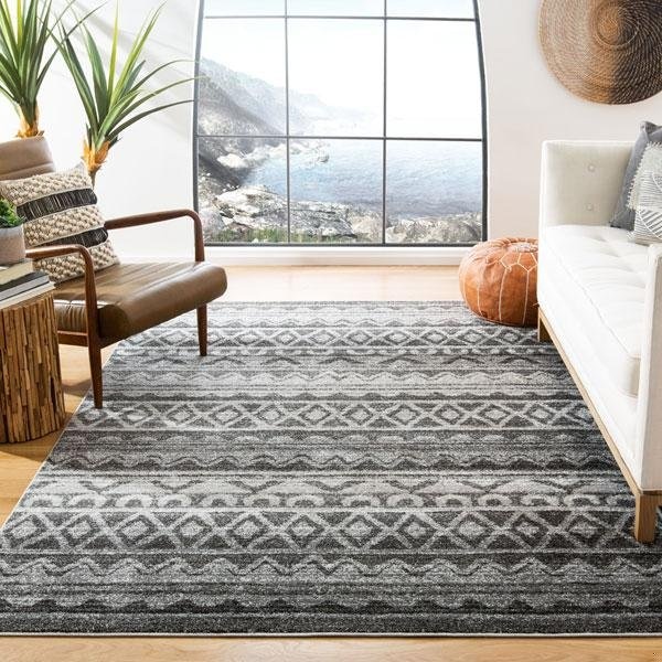 Safavieh 2 ft.-6 in. x 10 ft. Runner Adirondack Power Loomed RugIvory & Charcoal - ADR119N-210