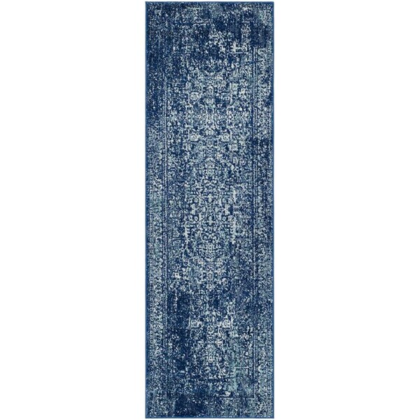Safavieh 2 ft.-2 in. x 11 ft. Evoke Power Loomed Runner Rug, Navy and Ivory - EVK256A-211