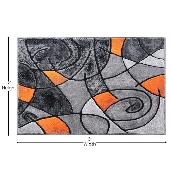 Flash Furniture Orange 2' x 3' Abstract Style Accent Rug - ACD-RGTRZ860-23-OR-GG