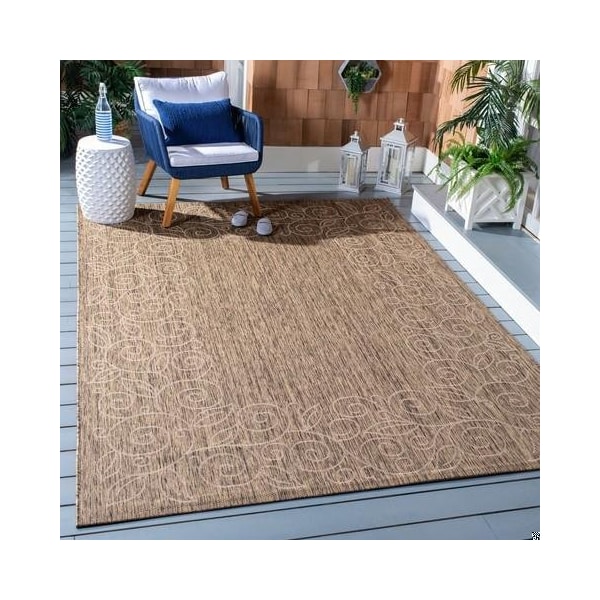 Safavieh 4 Ft. X 5 Ft. -7 In. Small Rectangle Indoor-Outdoor Courtyard, Coffee And Sand, Machine Made Rug - CY5139B-4