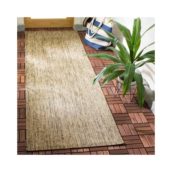 Safavieh 4 Ft. X 5 Ft. -7 In. Small Rectangle Indoor-Outdoor Courtyard, Coffee And Sand, Machine Made Rug - CY5139B-4