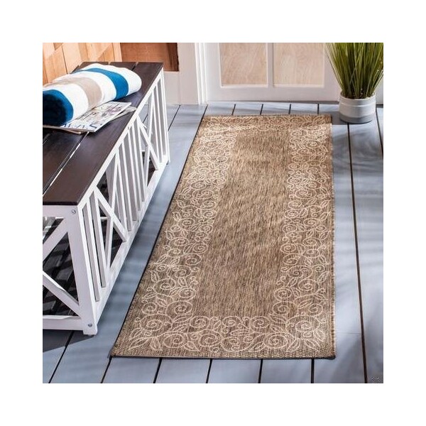 Safavieh 4 Ft. X 5 Ft. -7 In. Small Rectangle Indoor-Outdoor Courtyard, Coffee And Sand, Machine Made Rug - CY5139B-4