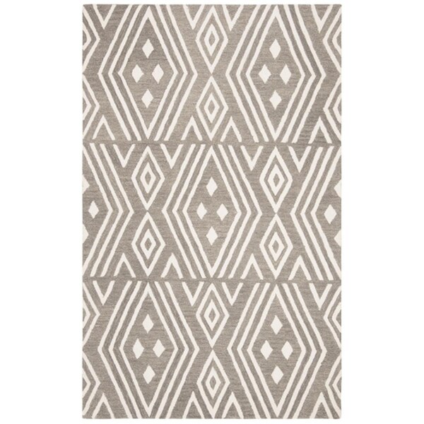 Safavieh Micro-Loop Bohemian Rectangle Hand Hooked RugsGrey & Ivory 4 x 6 ft. - MLP609F-4