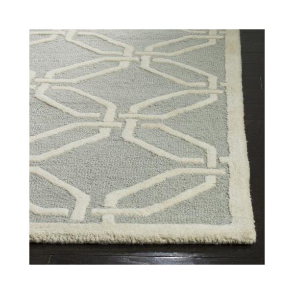 Safavieh Cambridge Hand Tufted Small Rectangle Rug- Light Grey - Ivory- 3 x 5 ft. - CAM311L-3