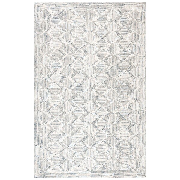Safavieh 4 x 6 ft. Micro-Loop Rectanglar Handmade Wool Rug Blue & Ivory - MLP538M-4