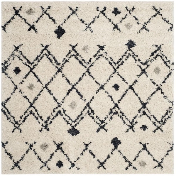Safavieh Berber Shag Square Area Rug, Cream and Navy - 5 ft.-1 in. x 5 ft.-1 in. - BER164D-5SQ