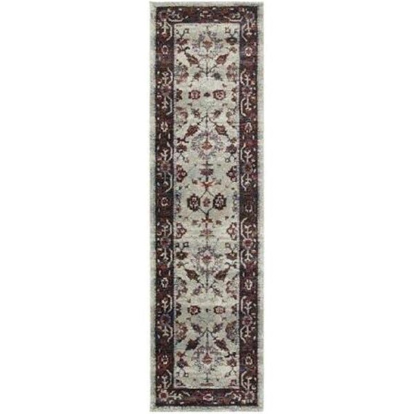 Oriental Weavers 2 x 12 ft. 6 in. Andorra Area Rug, Stone and Red - A6842D076365ST