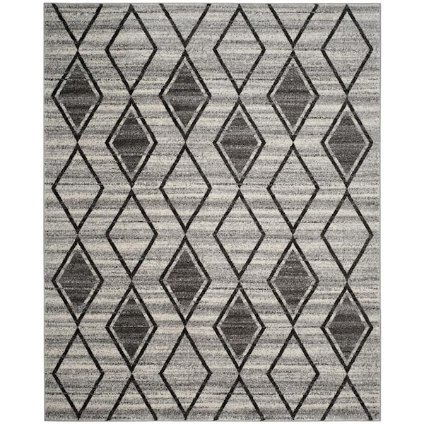 Flowers First 8 x 10 ft. Tunisia Power Loomed Area Rug, Grey & Black - Large Rectangle - FL2149493