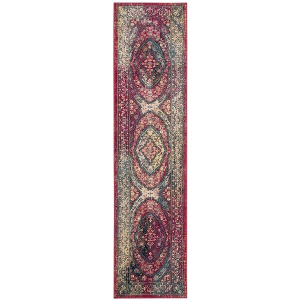 Safavieh 2 x 8 ft. Evoke Power Loomed Runner Rug - Fuchsia and Ivory - EVK518K-28