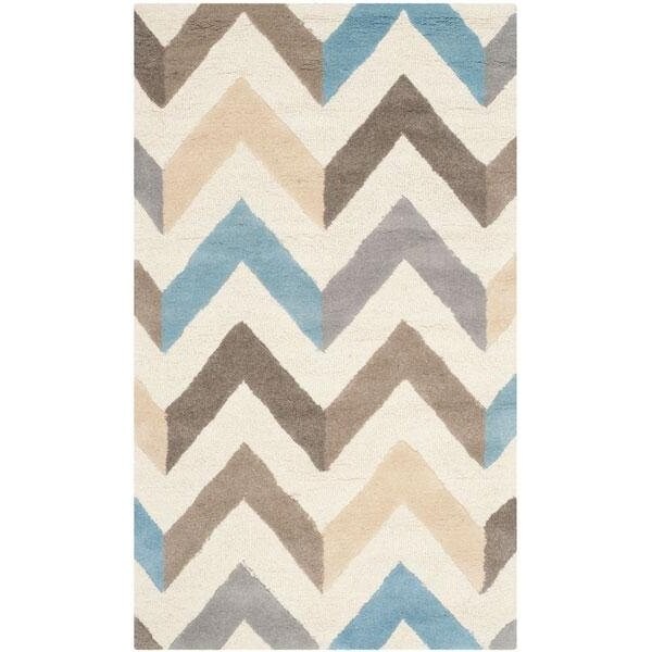 Safavieh Cambridge Hand Tufted Small Rectangle Rug- IVORY - GREY- 4 x 6 ft. - CAM580B-4