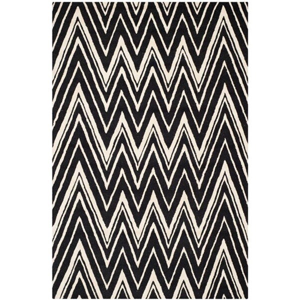 Flowers First 6 x 9 ft. Cambridge Hand Tufted Medium Rectangle Area Rug, Black & Ivory - FL2115233