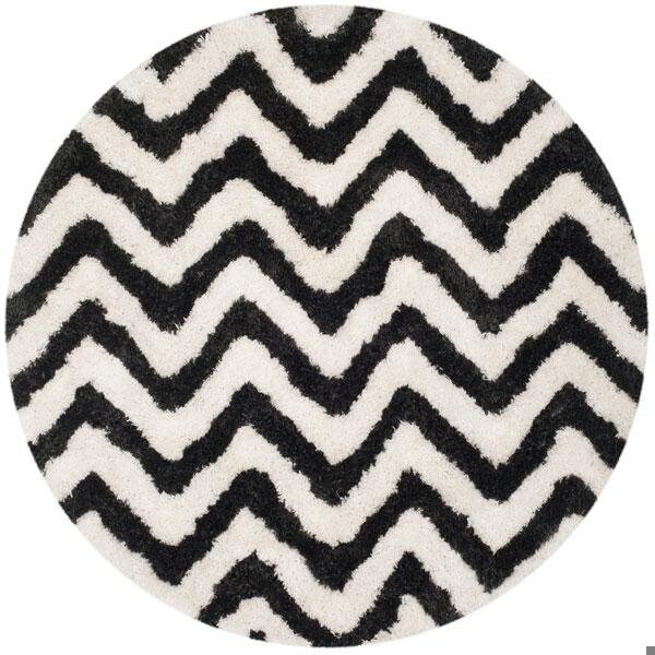 Safavieh Barcelona Shag Hand Tufted Runner Rug- White - Black- 2 ft. 3 in. x 7 ft. - BSG320C-27