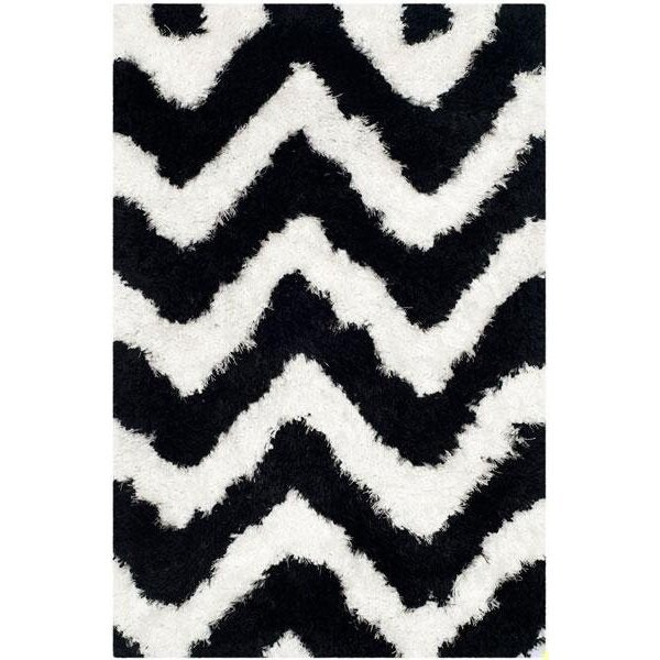 Safavieh Barcelona Shag Hand Tufted Runner Rug- White - Black- 2 ft. 3 in. x 7 ft. - BSG320C-27