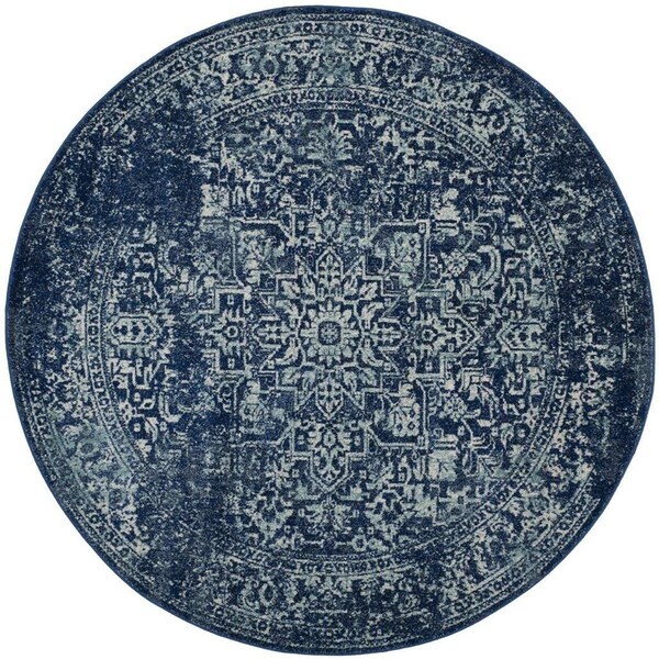 Safavieh Evoke Power Loomed Round RugNavy & Ivory 3 x 3 ft. - EVK256A-3R