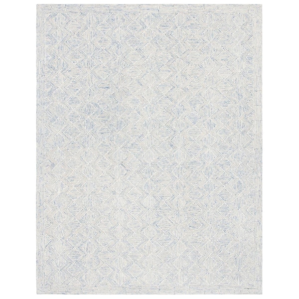 Safavieh 8 x 10 ft. Micro-Loop Rectanglar Handmade Wool Rug Blue & Ivory - MLP538M-8