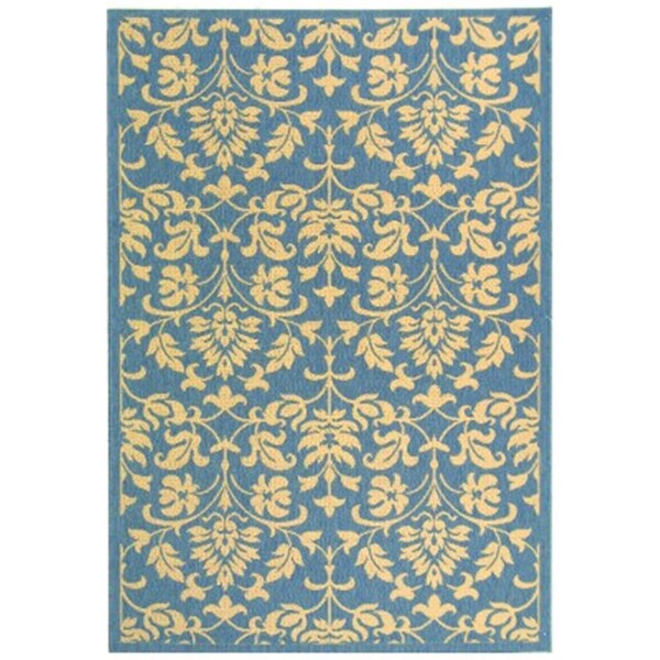 Safavieh 2 Ft. -7 In. X 5 Ft. Small Rectangle Indoor-Outdoor Courtyard- Blue And Natural- Machine Made Rug - CY3416-3103-3