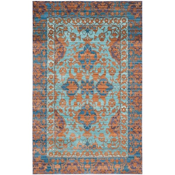 Safavieh Valencia Power Loomed Rectangle Rug- Blue - Gold- 4 X 6 Ft. - VAL102A-4