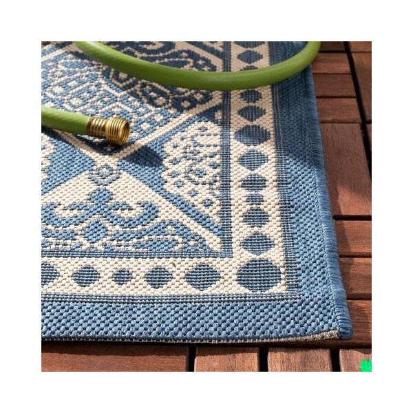 Safavieh Courtyard Power Loomed Rectangle Rug- Blue - Beige- 4 X 5 Ft. 7 In. - CY6009-243-4