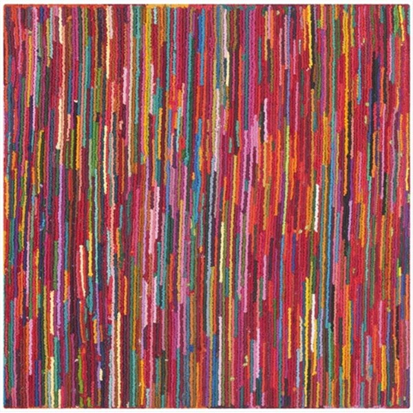 Safavieh 4 x 4 ft. Square Contemporary Nantucket Pink and Multicolor Hand Tufted Rug - NAN142A-4SQ
