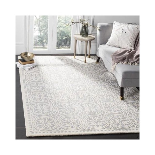 Safavieh Cambridge Hand Tufted Rectangle Rug- Silver - Ivory- 2 ft. 6 in. x 14 ft. - CAM123D-214