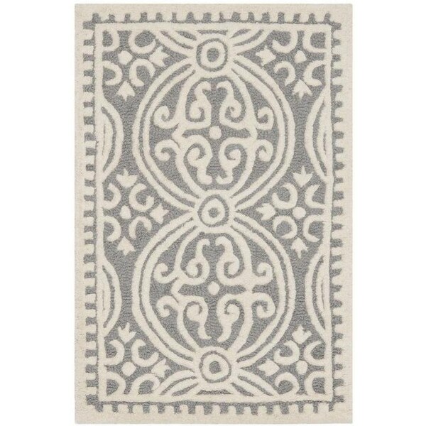 Safavieh Cambridge Hand Tufted Rectangle Rug- Silver - Ivory- 2 ft. 6 in. x 14 ft. - CAM123D-214