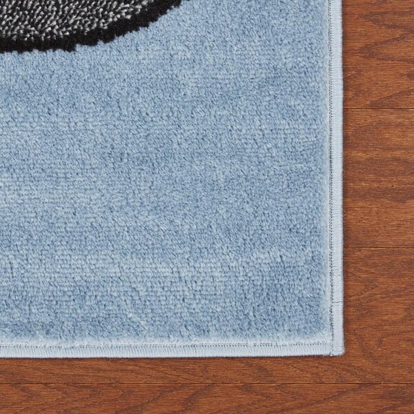 Homeroots 5 ft. Round Blue Imaginative Racetrack Area Rug - 396315