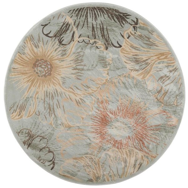 Auric Garda Round Floral Rugs - Blue - 5 ft. 3 in. - AU3723209