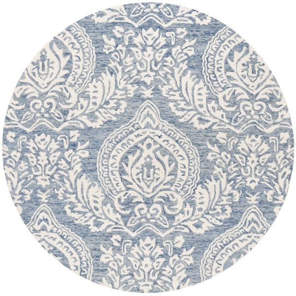 Safavieh Micro-Loop 500 5 ft. Round Area Rug Blue & Ivory - MLP512M-5R