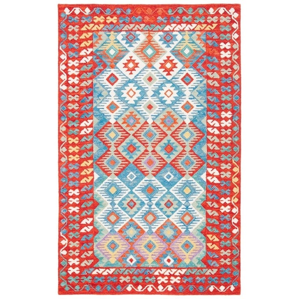 Safavieh 2 ft.-3 in. x 9 ft. Aspen Southwestern Hand Tufted Runner Rug Red & Blue - APN414Q-29