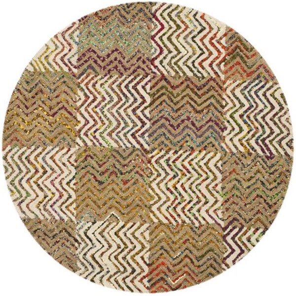 Safavieh Nantucket Hand Tufted Round Rug- Beige - Brown- 4 x 4 ft. - NAN602A-4R