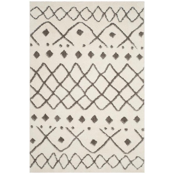 Safavieh 8 x 10 ft. Sparta Shag Power Loomed Large Rectangle Area RugIvory & Grey - SPG510C-8